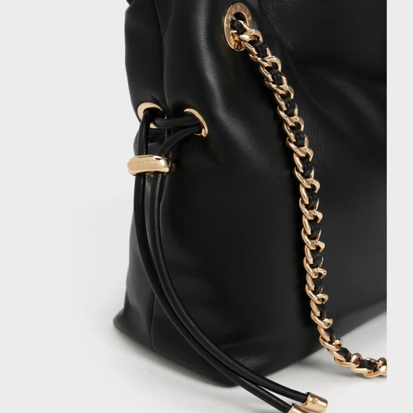 Charles & Keith Black Shoulder Bag with Gold Chain - Picture 10 of 15